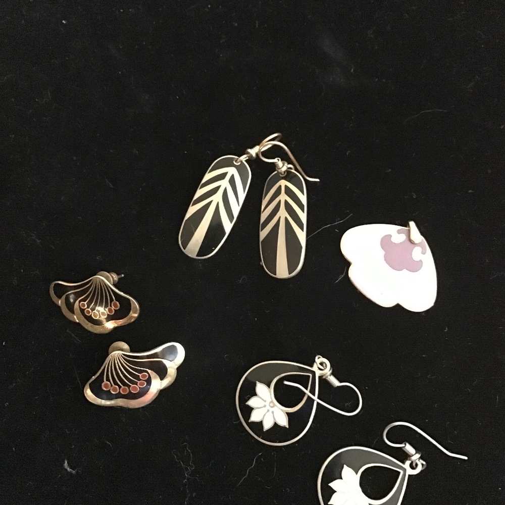 Lot of Laurel Burch Cloisonné Earrings and pendant